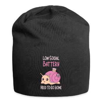 Sozialer Akku Zu Hause Aufladen Introvertiert - Jersey-Beanie - Schwarz - Vorne