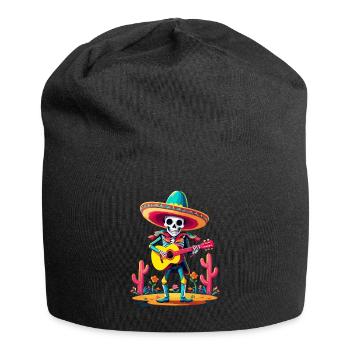 Mexican mariachi skeleton guitarist - Jersey Beanie - black - Front