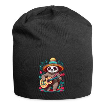 Sloth, Mariachi, Mexico, Music, Fiesta - Jersey Beanie - black - Front