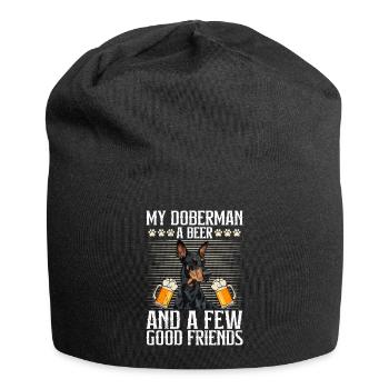 Propriétaire de doberman MON DOBERMAN UNE BIÈRE ET QUELQUES - Bonnet en jersey - noir - Devant