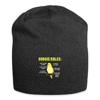 Budgie Bird Pet Parakeet Gift - Jersey Beanie - charcoal grey - Front