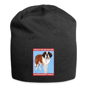 Bernhardiner Frauchen St. Bernhardshund Geschenk - Jersey-Beanie - Schwarz - Vorne