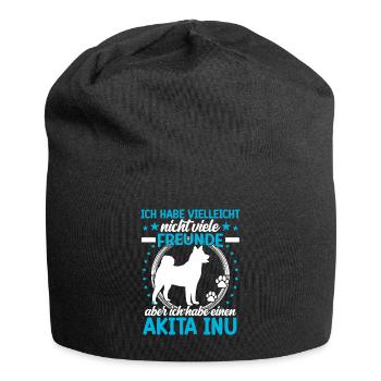 Akita Inu is my friend Japanese Akita Inu - Jersey Beanie - black - Front