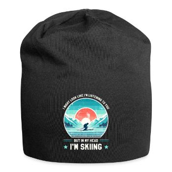 Mountain Skiing Ski Skier Snow Winter - Jersey Beanie - black - Front