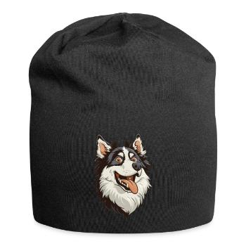 Grönlandhund | Greenland Dog | Cartoon Artwork - Jersey-Beanie - Schwarz - Vorne