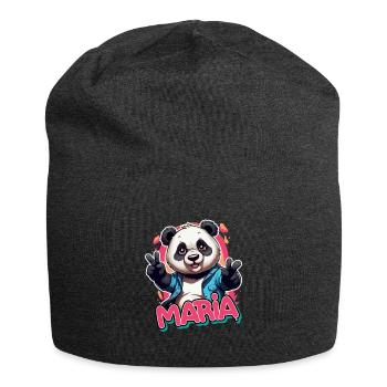 MARIA - Beautiful Girl Name with Cool Panda - Jersey Beanie - charcoal grey - Front