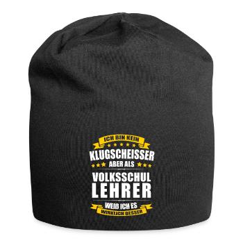 Ich Bin Kein Klugscheisser Volksschullehrer Lehrer - Jersey-Beanie - Schwarz - Vorne