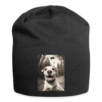 Selfie de chiens avec un vaisseau spatial extraterrestre - Bonnet en jersey - noir - Devant