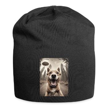 Hunde Selfie Außerirdisches Raumschiff Lustiges - Jersey-Beanie - Schwarz - Vorne