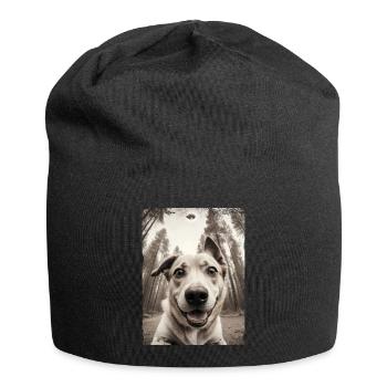 Dogs Selfie Alien Spaceship Funny - Jersey Beanie - black - Front