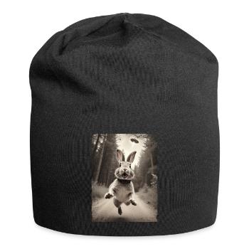 Funny Bunny Selfie Alien Spaceship - Jersey Beanie - black - Front