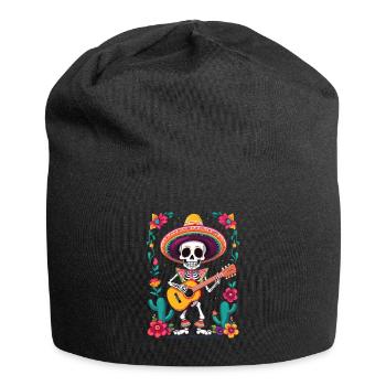 Mexican Mariachi Skeleton Guitarist Fiesta - Jersey Beanie - black - Front