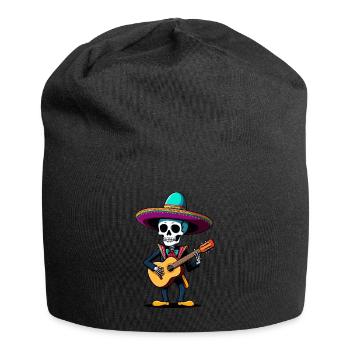 Mexican Mariachi Skeleton Guitarist Fiesta - Jersey Beanie - black - Front
