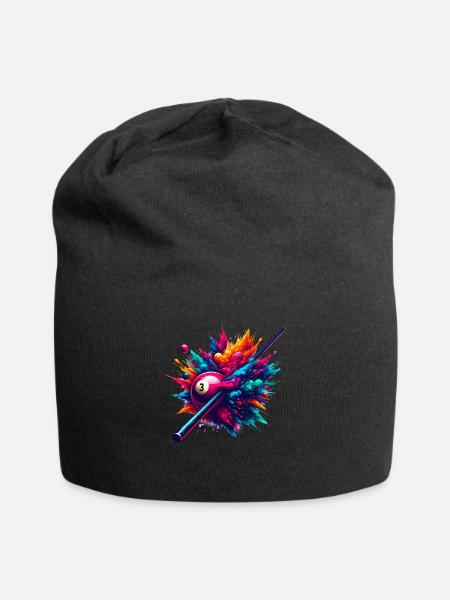 Colorful Billiard Pool Player Snooker Billiards - Jersey Beanie - black