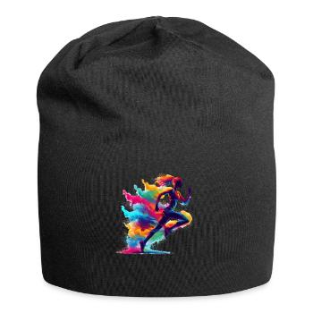 Splash Art Running Marathon Fitness Runner Run - Jersey Beanie - black - Front