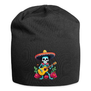 Mexican Mariachi Skeleton Guitarist Fiesta - Jersey Beanie - black - Front