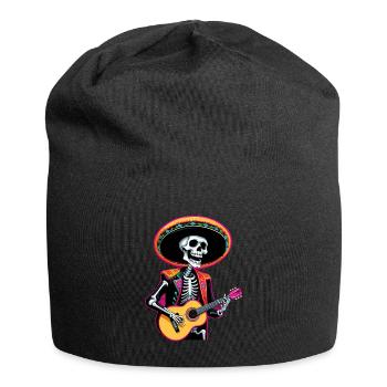 Mexican Mariachi Skeleton Guitarist Fiesta - Jersey Beanie - black - Front