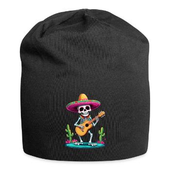 Mexican Mariachi Skeleton Guitarist Fiesta - Jersey Beanie - black - Front