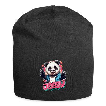 JESSY - Schöner Mädchen Name mit coolem Panda - Jersey-Beanie - Anthrazit - Vorne