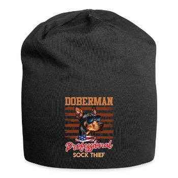 Doberman PROFESSIONELLER SOCKEN-DIEB Lustiges - Jersey-Beanie - Schwarz - Vorne