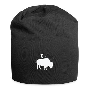 Bison au clair de lune - Bonnet en jersey - noir - Devant