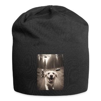 Dogs Selfie with Alien Spaceship Design - Jersey Beanie - black - Front