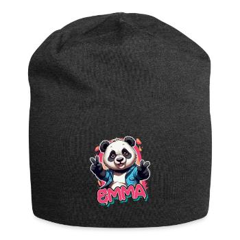 EMMA - Schöner Mädchen Name mit coolem Panda - Jersey-Beanie - Anthrazit - Vorne