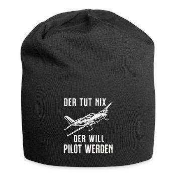 Airplane Tshirt Men's Helicopter Pilot Airplane - Jersey Beanie - black - Front
