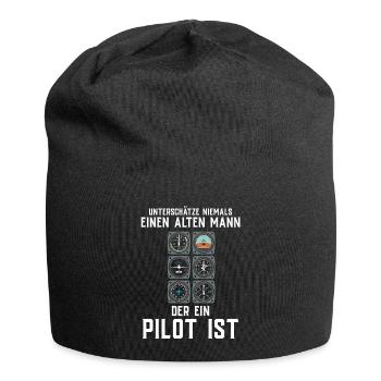 Airplane Tshirt Men's Helicopter Pilot Airplane - Jersey Beanie - black - Front