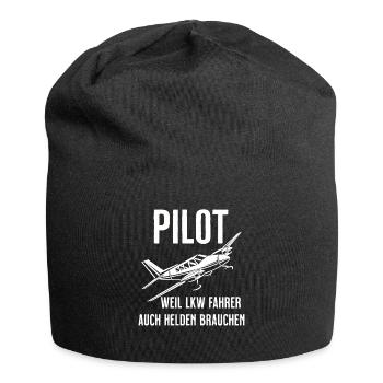 Airplane Tshirt Men's Helicopter Pilot Airplane - Jersey Beanie - black - Front