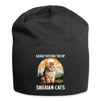 Siberian Cat Sibirische Katze - Jersey Beanie - black - Front
