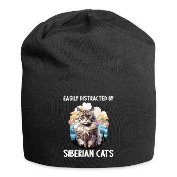 Chat Sibérien Sibirische Katze - Bonnet en jersey - noir - Devant