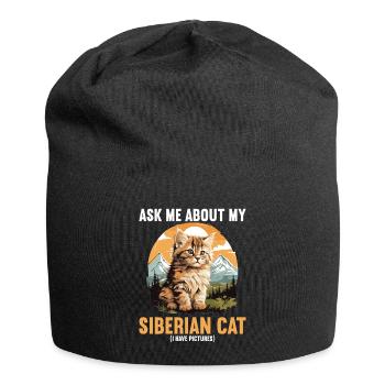 Siberian Cat Sibirische Katze - Jersey Beanie - black - Front