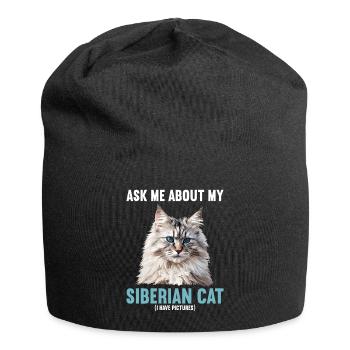 Siberian Cat Sibirische Katze - Jersey Beanie - black - Front