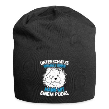 Homme avec un caniche maître chiens chien maîtresse - Bonnet en jersey - noir - Devant