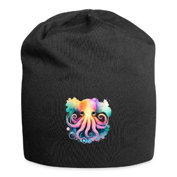 Underwater World Baby Octopus Fish in Watercolor - Jersey-Beanie - Schwarz - Vorne
