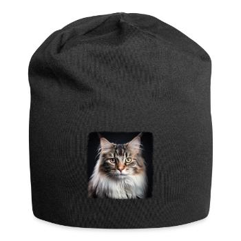 Siberian Cat Sibirische Katze - Jersey-Beanie - Schwarz - Vorne