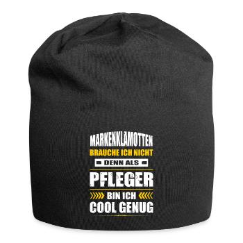 Markenklamotten Brauche Ich Nicht Pfleger Pflege - Jersey-Beanie - Schwarz - Vorne