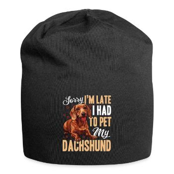 Dachshund Doxie Wiener Dog Breed Sorry, I´m Late - Jersey-Beanie - Schwarz - Vorne