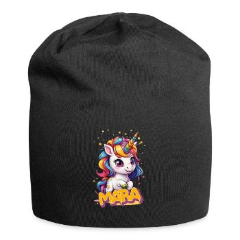 MARA - Schöner Mädchen Name mit süßem Einhorn - Jersey-Beanie - Schwarz - Vorne