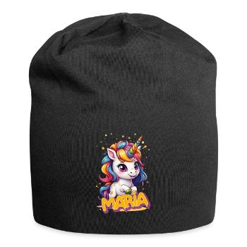 MARIA - Beautiful girl name with cute unicorn - Jersey Beanie - black - Front