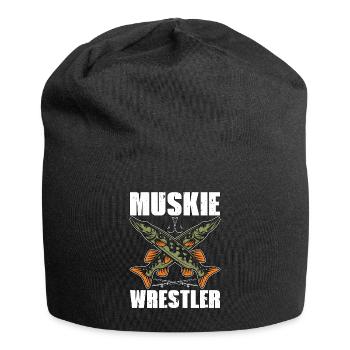 Musky Fishing Muskie Wrestler Predatory Fish Lover - Jersey Beanie - black - Front