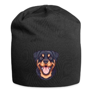 Rottweiler | Cartoon Artwork - Jersey-Beanie - Schwarz - Vorne