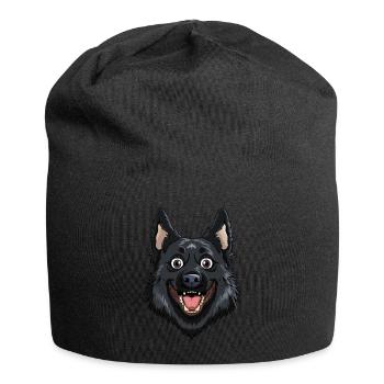 Schipperke | Cartoon Artwork - Jersey-Beanie - Schwarz - Vorne