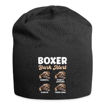 BOXER BARK ALERT Deutscher Boxer Lustiges - Jersey-Beanie - Schwarz - Vorne