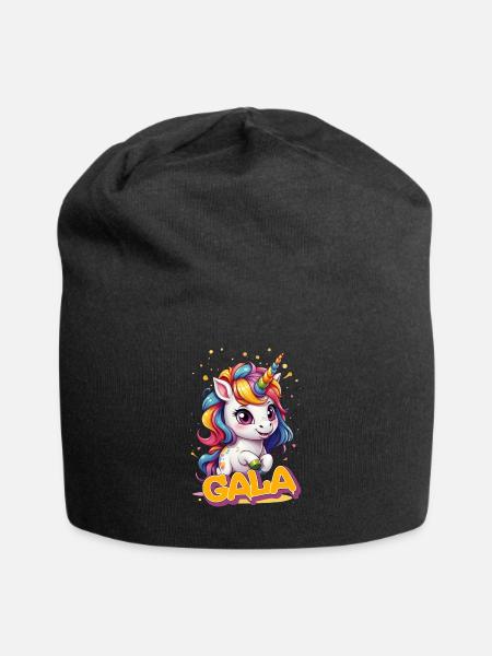 GALA - Beautiful girl name with cute unicorn - Jersey Beanie - black