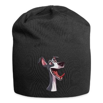 Lévrier | Lévrier | Illustration de dessin animé - Bonnet en jersey - noir - Devant