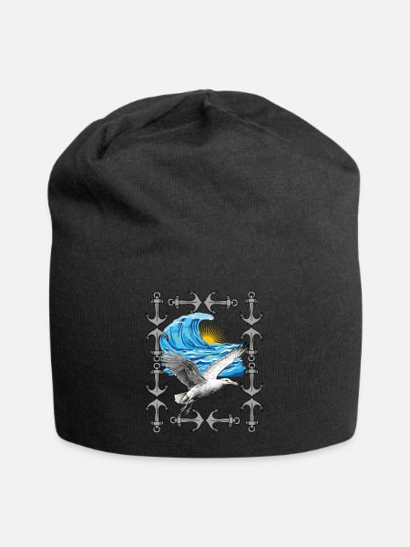 Seevögel Seemöwen Möwen Welle Meer Möwe - Jersey-Beanie - Schwarz