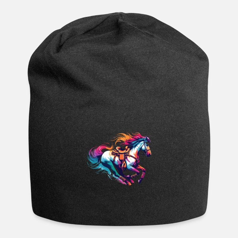 Reiten Reiten Reiten Reitpferde - Jersey-Beanie - Schwarz