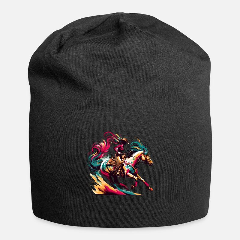Reiten Reiten Reiten Reitpferde - Jersey-Beanie - Schwarz